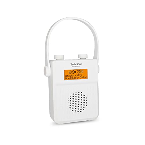 TechniSat DIGITRADIO 30 - wasserdichtes DAB+ Duschradio (UKW, DAB Digitalradio, integrierter Akku, Bluetooth, wasserdicht nach IPX5, Wecker, Favoritenspeicher, Kopfhörer-Anschluss) weiß von TechniSat