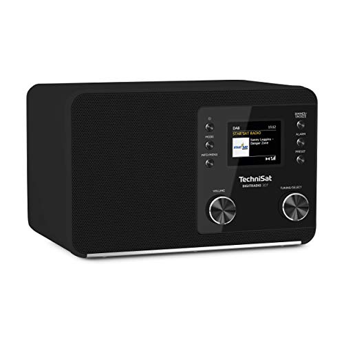 TechniSat DIGITRADIO 307 - DAB Radio (DAB+, UKW, Aux-Eingang, Kopfhöreranschluss, Favoritenspeicher, Wecker, Sleeptimer, Uhr- und Datumsanzeige, 5W RMS Monolautsprecher) schwarz, One Size von TechniSat