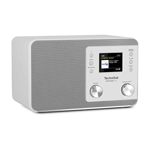 TechniSat DIGITRADIO 307 - DAB Radio (DAB+, UKW, Aux-Eingang, Kopfhöreranschluss, Favoritenspeicher, Wecker, Sleeptimer, Uhr- und Datumsanzeige, 5W RMS Monolautsprecher) weiß von TechniSat