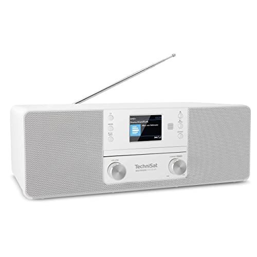 TechniSat DIGITRADIO 370 CD BT - Stereo Digitalradio (DAB+, UKW, CD-Player, Bluetooth, Farbdisplay, USB, AUX, Kopfhöreranschluss, Kompaktanlage, Wecker, 10 Watt, Fernbedienung) weiß von TechniSat