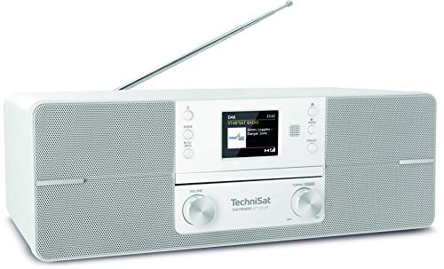 TechniSat DIGITRADIO 371 CD BT - Stereo Digitalradio (DAB+, UKW, CD-Player, Bluetooth, Farbdisplay, USB, AUX, Kopfhöreranschluss, Kompaktanlage, Wecker, 10 Watt, Fernbedienung), Weiß/Silber von TechniSat