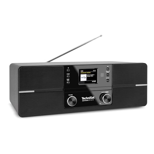 TechniSat DIGITRADIO 371 CD IR - Stereo Internetradio (DAB+, UKW, CD-Player, WLAN, Bluetooth, Farbdisplay, USB, AUX, Kopfhöreranschluss, Wecker, 10 Watt, Fernbedienung), Schwarz/Silber von TechniSat