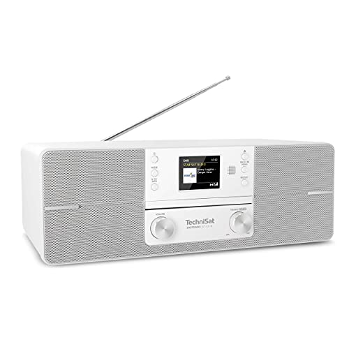 TechniSat DIGITRADIO 371 CD IR - Stereo Internetradio (DAB+, UKW, CD-Player, WLAN, Bluetooth, Farbdisplay, USB, AUX, Kopfhöreranschluss, Wecker, 10 Watt, Fernbedienung) weiß von TechniSat