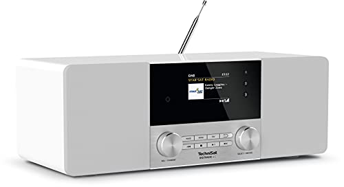 TechniSat DIGITRADIO 4 C - Stereo Digital-Radio (DAB+, UKW, Farbdisplay, Bluetooth-Audiostreaming, Kopfhöreranschluss, AUX-Eingang, Radiowecker, OLED Display, 20 Watt RMS, Elac Lautsprecher) weiß von TechniSat