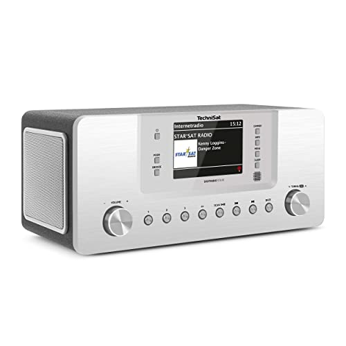 TechniSat DIGITRADIO 574 IR – Stereo-Internetradio (DAB+, FM, WLAN, Bluetooth-Audiostreaming, 4 Zoll Farbdisplay, USB, AUX in, Kopfhöreranschluss, Wecker, 10 Watt, App-/Fernbedienung) Silber von TechniSat