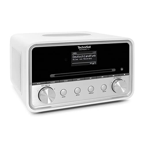 TechniSat DIGITRADIO 586 – DAB+ Hybridradio (Internetradio, UKW, Bluetooth, Spotify, Wireless Charging, App-Steuerung, OLED-Display, USB, CD, MP3, AUX, 20 Watt, Kompakt-Anlage, Fernbedienung) weiß von TechniSat