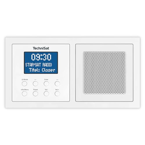 TechniSat DIGITRADIO UP 1 - DAB+ Unterputzradio zur Anbringung in jeder Doppel Unterputzdose (DAB, UKW, Bluetooth-Empfang, dimmbares LCD-Display, Wecker, Sleeptimer, 2 Watt RMS, Equalizer) weiß von TechniSat