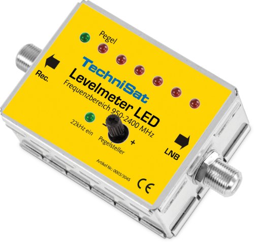 TechniSat LEVELMETER LED - Sat-Finder (Pegeleinsteller zur optimalen Ausrichtung einer Sat-Anlage, 7-Elemente LED Anzeige, akustisches Signal, 2 F-Stecker - Kupplung-) von TechniSat