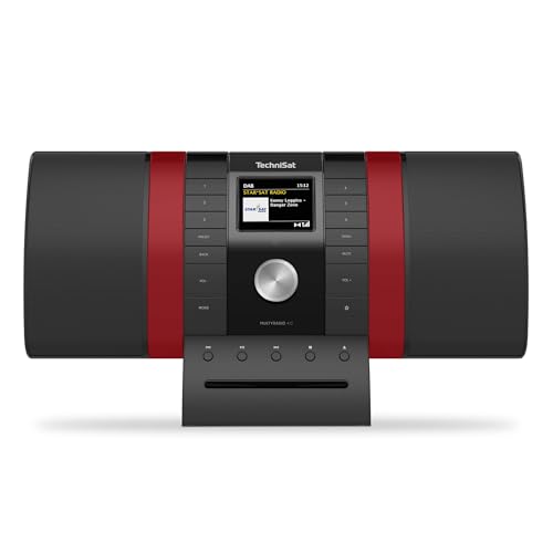 TechniSat MULTYRADIO 4.0 SE - Internetradio (WLAN Radio, DAB+, UKW, Spotify, Bluetooth, CD-Player, USB, Farbdisplay, 2 x 10 Watt Stereo Lautsprecher) Schwarz/Rot von TechniSat