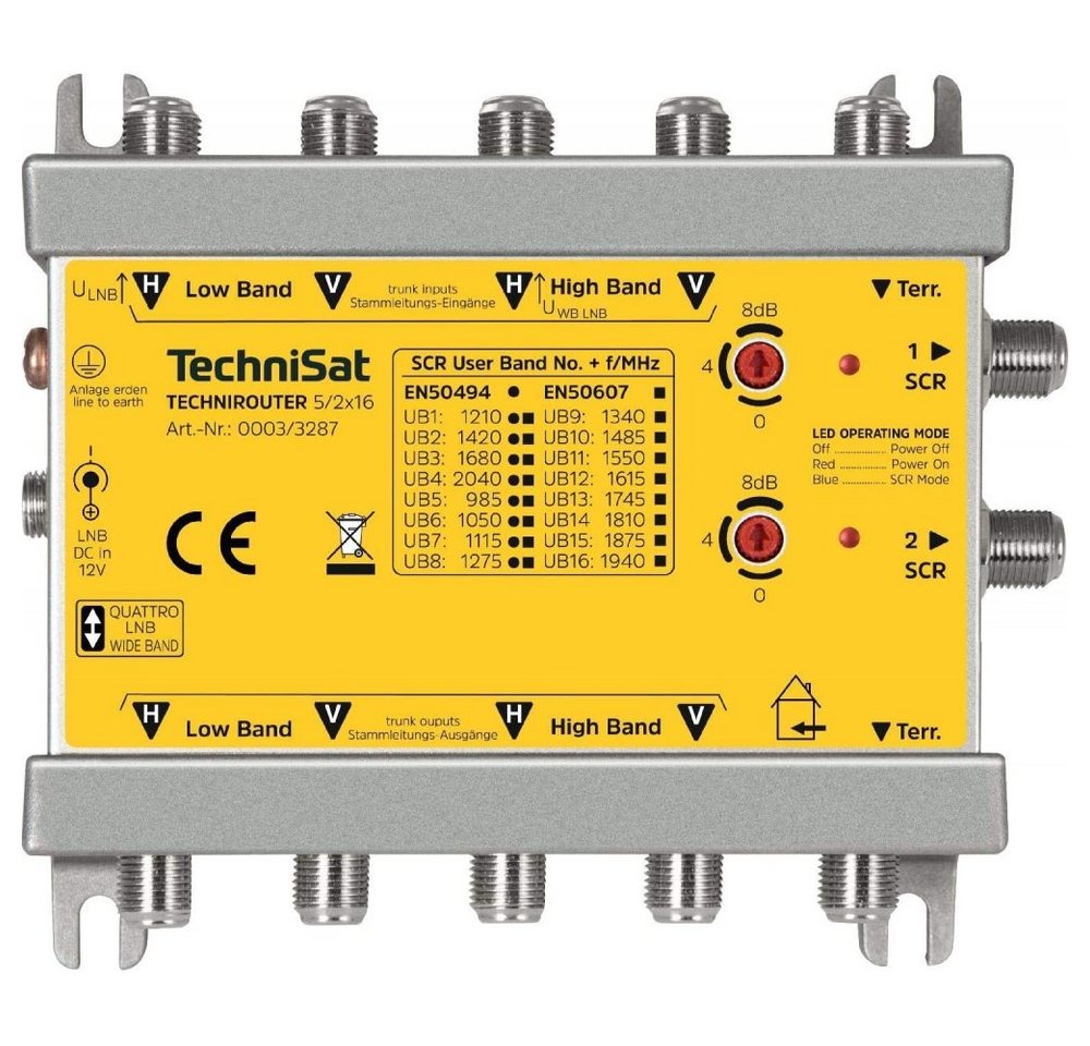 TechniSat SAT-Multischalter TechniRouter 5/2x16 - Multischalter - silber/gelb TechniSat SAT-Multischalter TechniRouter 5/2x16 - Multischalter - silber/gelb von TechniSat