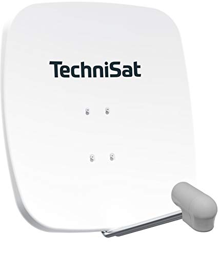 TechniSat SATMAN 65 PLUS – Satellitenschüssel für 1 Teilnehmer (65 cm Sat Komplettanlage, Spiegel mit Masthalterung und UNYSAT Single-LNB im Wetterschutz-Gehäuse) weiß von TechniSat