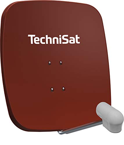 TechniSat SATMAN 65 PLUS – Satellitenschüssel für 1 Teilnehmer (65 cm Sat Komplettanlage, Spiegel mit Masthalterung und UNYSAT Single-LNB im Wetterschutz-Gehäuse)rot von TechniSat