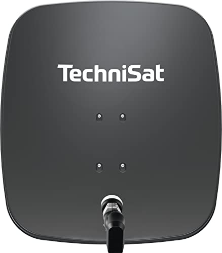 TechniSat SATMAN 65 PLUS - Satellitenschüssel für 2 Teilnehmer (65 cm Sat Spiegel mit Masthalterung und 40mm Universal-Twin-LNB) grau von TechniSat