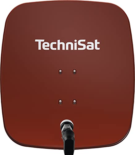 TechniSat SATMAN 65 PLUS - Satellitenschüssel für 2 Teilnehmer (65 cm Sat Spiegel mit Masthalterung und 40mm Universal-Twin-LNB) rot von TechniSat