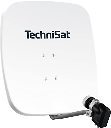 TechniSat SATMAN 65 PLUS - Satellitenschüssel mit LNB (65 cm Sat Anlage mit Masthalterung und 40mm Universal-Quattro-LNB, Multischalter wird benötigt) weiß von TechniSat