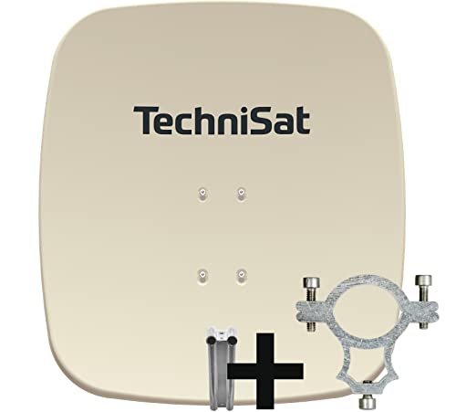 TechniSat SATMAN 65 Plus - Satellitenschüssel (65 cm Sat Anlage, Antenne mit Masthalterung und Halteschelle, vorbereitet für die Aufnahme eines 40 mm LNB) Beige von TechniSat