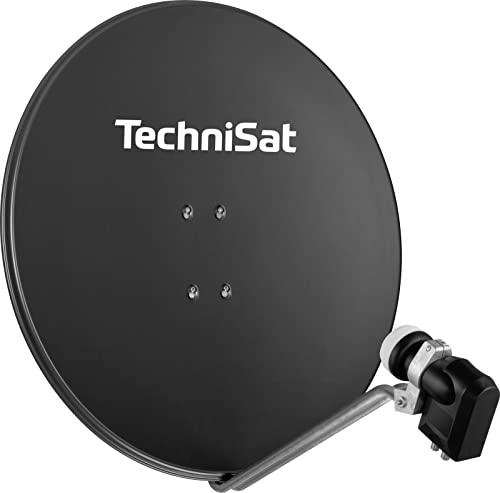 TechniSat SATMAN 850 PLUS - Satellitenschüssel mit LNB (85 cm Sat Anlage mit Masthalterung und 40mm Universal-Quattro-LNB, Multischalter wird benötigt) grau von TechniSat