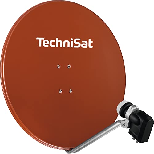 TechniSat SATMAN 850 PLUS - Satellitenschüssel mit LNB (85 cm Sat Anlage mit Masthalterung und 40mm Universal-Quattro-LNB, Multischalter wird benötigt) rot von TechniSat