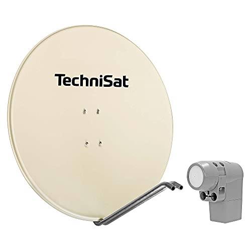 TechniSat SATMAN 850 Plus - Satellitenschüssel (85 cm Sat Spiegel mit Masthalterung und UNYSAT Universal-Quattro-LNB im Wetterschutz-Gehäuse, Multischalter wird benötigt) beige von TechniSat