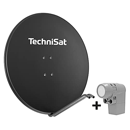 TechniSat SATMAN 850 Plus - Satellitenschüssel (85 cm Sat Spiegel mit Masthalterung und UNYSAT Universal-Quattro-LNB im Wetterschutz-Gehäuse, Multischalter wird benötigt) grau von TechniSat
