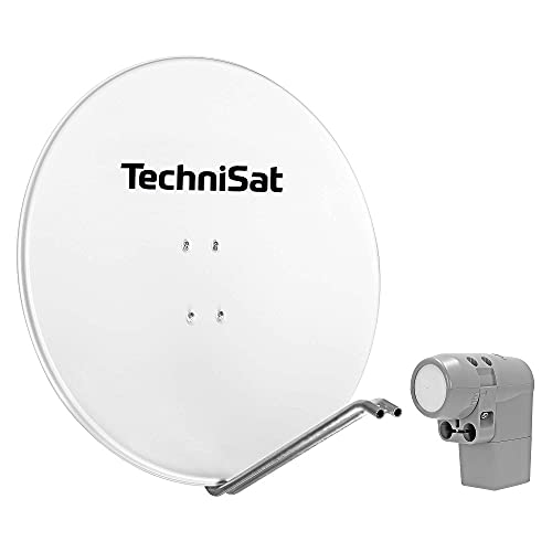 TechniSat SATMAN 850 Plus - Satellitenschüssel (85 cm Sat Spiegel mit Masthalterung und UNYSAT Universal-Quattro-LNB im Wetterschutz-Gehäuse, Multischalter wird benötigt) weiß von TechniSat