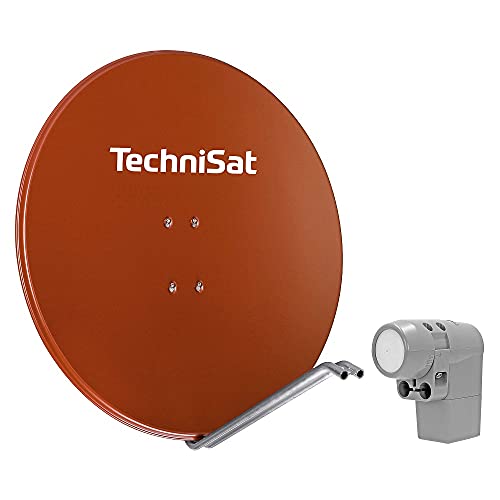 TechniSat SATMAN 850 Plus – Satellitenschüssel für 4 Teilnehmer (85 cm Sat Komplettanlage, Spiegel mit Masthalterung und UNYSAT Universal-Quattro-Switch LNB im Wetterschutz-Gehäuse) rot von TechniSat
