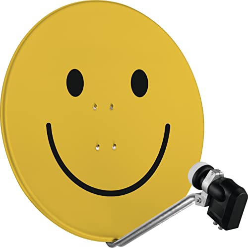 TechniSat SATMAN 850 Plus - Satellitenschüssel für 4 Teilnehmer (85 cm Sat Spiegel mit Masthalterung und 40mm Universal-Quattro-Switch-LNB) Smiley-gelb von TechniSat