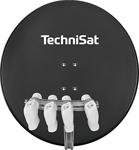 TechniSat SKYTENNE - 85 cm Sat-Anlage zum Empfang von vier Satellitenpositionen (ohne Drehmotor, 4 Quattro-LNB, für den Aufbau einer Mehrteilnehmeranlage, Multischalter zusätzlich erforderlich) grau von TechniSat