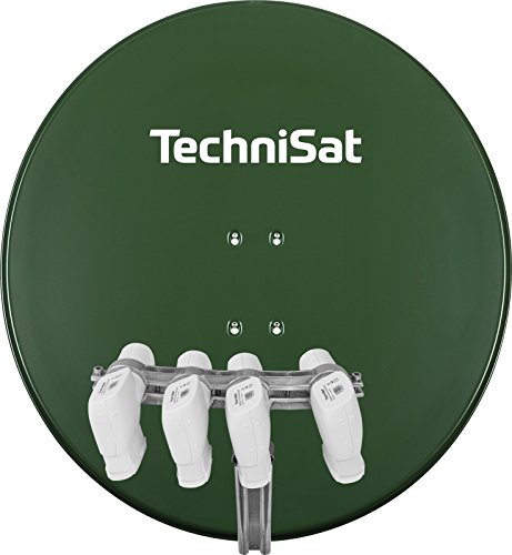 TechniSat SKYTENNE - 85 cm Sat-Anlage zum Empfang von vier Satellitenpositionen (ohne Drehmotor, 4 Quattro-LNB, für den Aufbau einer Mehrteilnehmeranlage, Multischalter zusätzlich erforderlich) grün von TechniSat