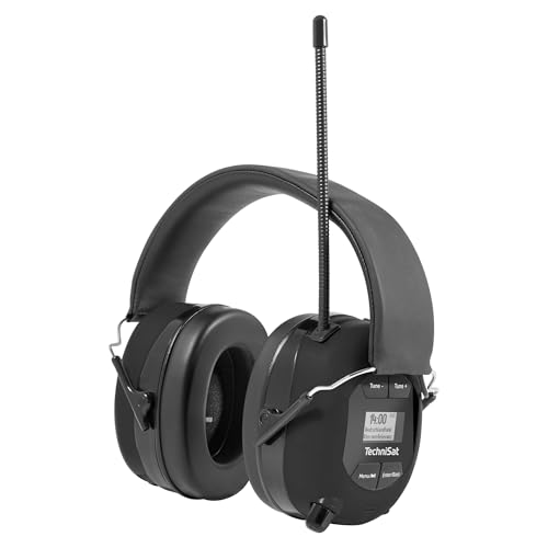 TechniSat STEREOMAN DAB+ OD – kabelloser Stereo DAB+/FM Bluetooth-Kopfhörer (DAB+/UKW Radioempfang, Kurze Antenne, Integriertes Mikrofon, Kapselgehörschutz, für den Außeneinsatz) schwarz von TechniSat