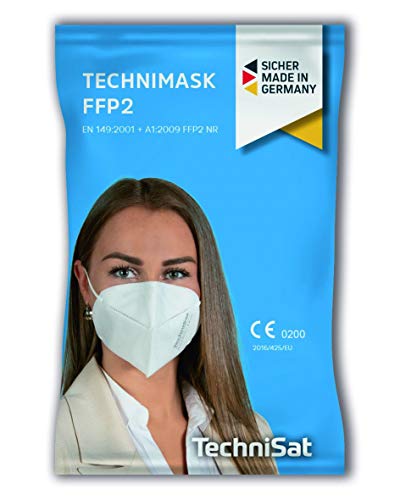 TechniSat TECHNIMASK FFP2 Maske - (Mund- und Nasen-Bedeckung, dermatologisch getestet, 5-lagige Einweg-Maske aus hochwertigem Vlies - Gesichtsmasken Made in Germany), 5 Stück von TechniSat