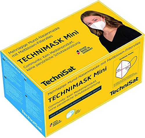 TechniSat TECHNIMASK Mini – Community-Maske für kleine, schmale Gesichter (Mund- und Nasen-Bedeckung, mehrlagige Maske aus hochwertigem Vlies, Made in Germany) 5 Stück – Muster Camouflage von TechniSat