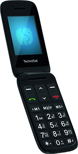 TechniSat TECHNIPHONE ISI 4 - Klappbares Seniorenhandy ohne Vertrag (2.4 Zoll Display, Mini SIM, MicroSD Kartenslot, inklusive Ladestation, 900 mAh Akku) schwarz von TechniSat