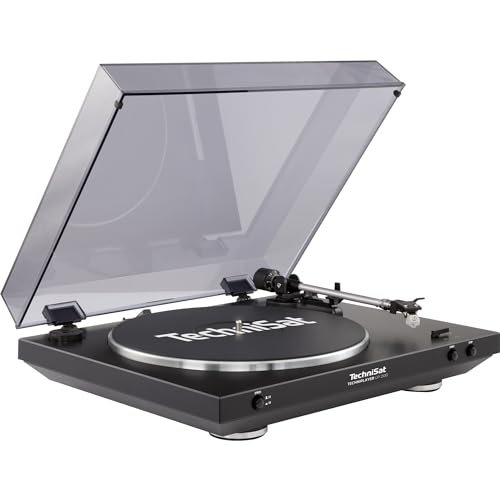 TechniSat TECHNIPLAYER LP 200 Vintage Edition - Vollautomatik-Plattenspieler (mit 2 LPs, USB-Ausgang, Digitalisierungsfunktion, Drehzahl: 33/45 U/min, Riemenantrieb, Aluminium-Plattenteller) Schwarz von TechniSat