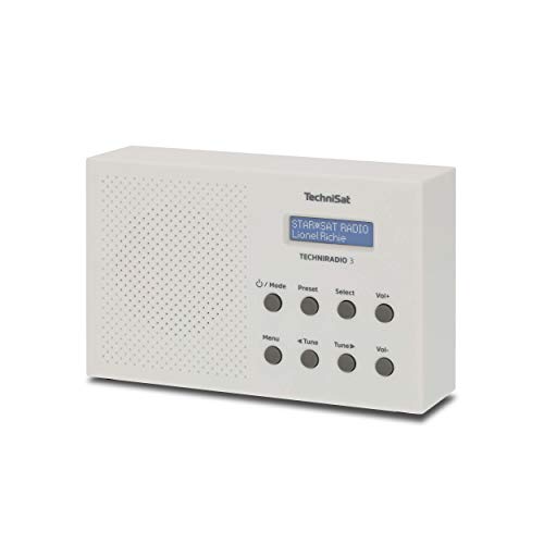 TechniSat TECHNIRADIO 3 - tragbares DAB Radio (DAB+, UKW, Lautsprecher, Kopfhöreranschluss, zweizeiliges Display, Wecker, Tastensteuerung, klein, 1 Watt RMS) weiß von TechniSat