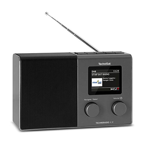 TechniSat TECHNIRADIO 4 IR – kompaktes Internetradio-Designradio (DAB+, UKW, Internet via WLAN, dimmbares Farbdisplay, Wecker, Equalizer, Programmspeicher, 3 W Monolautsprecher) schwarz/Silber von TechniSat