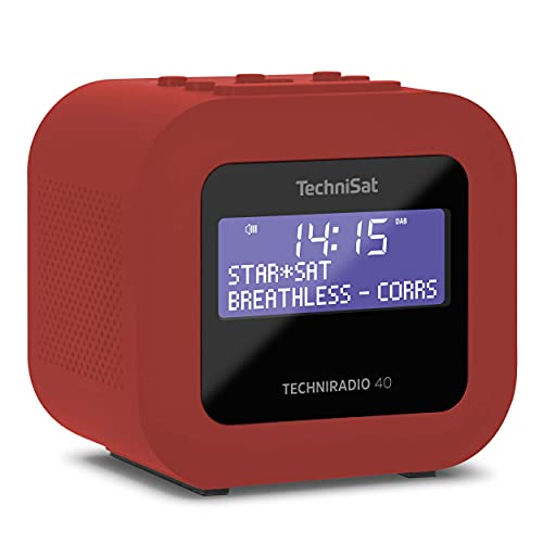 TechniSat TECHNIRADIO 40 - DAB+ Radiowecker (DAB, UKW, Wecker mit zwei einstellbaren Weckzeiten, Sleeptimer, Snooze-Funktion, dimmbares LCD Display, USB Ladefunktion) rot von TechniSat
