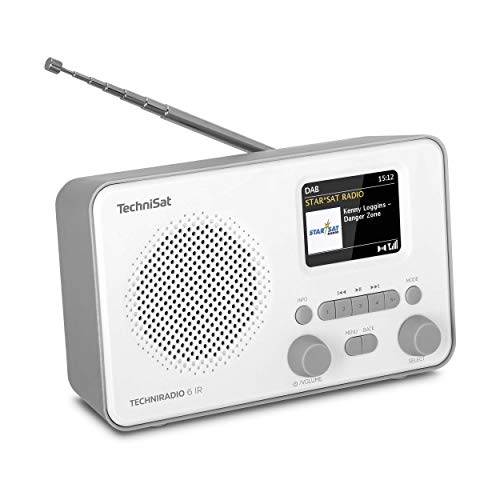 TechniSat TECHNIRADIO 6 IR – portables Internetradio (DAB+, UKW, WLAN, Bluetooth, Farbdisplay, Wecker, App-Steuerung, Favoritenspeicher, 3 Watt RMS) grau/weiß von TechniSat