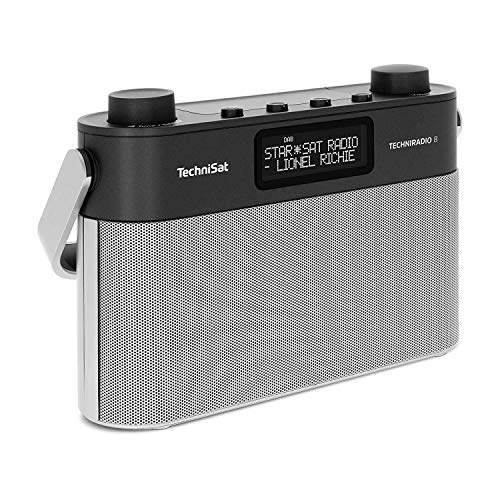 TechniSat TECHNIRADIO 8 - Portables Digitalradio mit Tragegriff (DAB+, UKW, Stereo, Sprachansagen, Radiowecker, Kopfhöreranschluss, Netz- und Batteriebetrieb, 6 Watt ) schwarz/silber von TechniSat