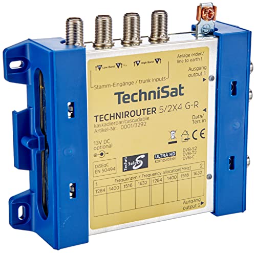 TechniSat TECHNIROUTER 5/2x4 G-R, Einkabellösung / Verteiler für zwei Kabelstränge, für 1 Orbit-Position über ein Kabel (Unicable-Multischalter) von TechniSat