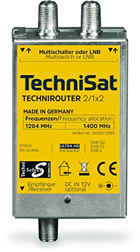 TechniSat TECHNIROUTER MINI 2/1x2 - Einkabellösung / Unicable (für Twin-Empfang, 2 Sat-Positionen über ein Kabel, angeschlossene Sat-Receiver / TV müssen Unicable unterstützen, SD/HDTV, DVB-T2) von TechniSat