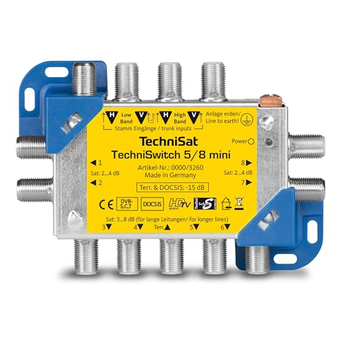 TechniSat TECHNISWITCH 5/8 MINI, Multischalter / Satverteiler für bis zu 8 Teilnehmer, 100m Entfernung überbrückbar, inkl. DOCSIS-Signal-Übertragung von TechniSat