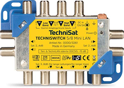 TechniSat TECHNISWITCH 5/8 MINI LAN, Multischalter / Satverteiler inkl. LAN für 8 Teilnehmer, 100m Entfernung überbrückbar, inkl. DOCSIS-Signal-Übertragung von TechniSat