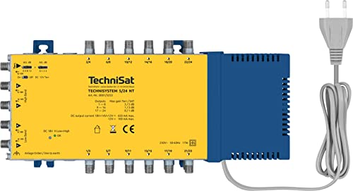 TechniSat TECHNISYSTEM 5/24 NT – Multischalter für 24 Teilnehmer (1 Satellit, ohne Dämpfung im Sat-Bereich, mit Schräglagenentzerrung, 4 Sat-Eingänge, HDTV-/UHD/4K-tauglich) von TechniSat