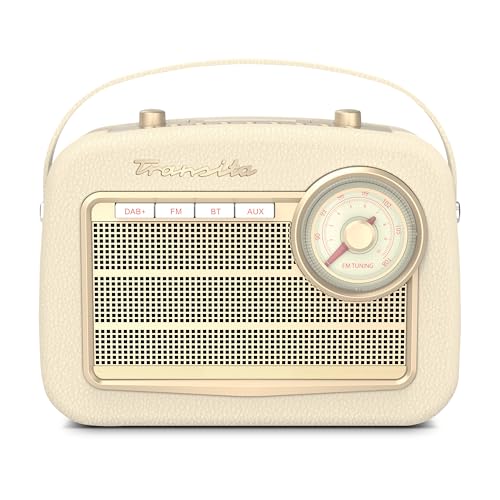 TechniSat Transita 130 - portables DAB+/UKW-Retroradio mit UKW Frequenzregler (Bluetooth-Audiostreaming, USB, Dot-Matrix LC-Display, Akku für bis zu 24 Stunden, Tragegriff, Kunstleder-Gehäuse) beige von TechniSat