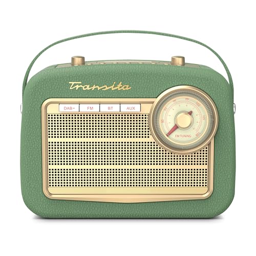 TechniSat Transita 130 - portables DAB+/UKW-Retroradio mit UKW Frequenzregler (Bluetooth-Audiostreaming, USB, Dot-Matrix LC-Display, Akku für bis zu 24 Stunden, Tragegriff, Kunstleder-Gehäuse) grün von TechniSat