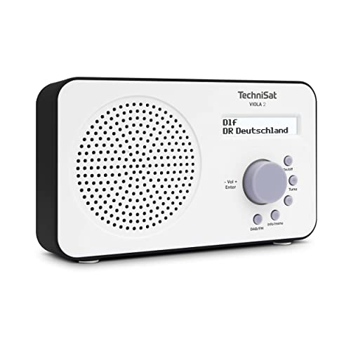 TechniSat VIOLA 2 - tragbares DAB Radio (DAB+, UKW, Lautsprecher, Kopfhöreranschluss, zweizeiliges Display, Tastensteuerung, klein, 1 Watt RMS) weiß/schwarz von TechniSat