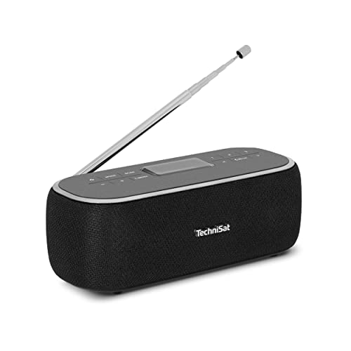 TechniSat VIOLA BT 1 - tragbarer Bluetooth-Lautsprecher mit DAB+ Digitalradio (UKW, DAB, Uhr, Wecktimer, Favoritenspeicher, LCD, Freisprechfunktion, AUX-in, Akku, USB-C ladekabel, 6W) schwarz/grau von TechniSat