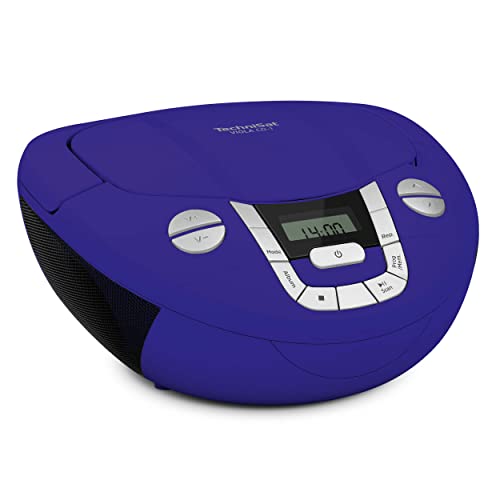 TechniSat Viola CD-1 - tragbarer Stereo CD-Player, Boombox mit praktischem Tragegriff (CD-Radio für Kinder, UKW Radiotuner, Bluetooth-Empfang, 2 x 1 W RMS-Leistung, Netz- und Batteriebetrieb) blau von TechniSat