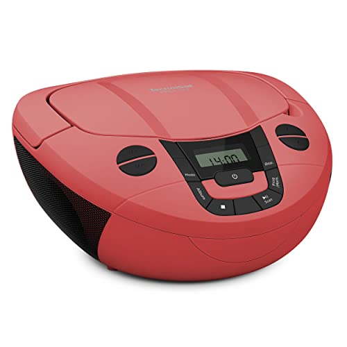 TechniSat Viola CD-1 - tragbarer Stereo CD-Player, Boombox mit praktischem Tragegriff (CD-Radio für Kinder, UKW Radiotuner, Bluetooth-Empfang, 2 x 1 W RMS-Leistung, Netz- und Batteriebetrieb) rot von TechniSat